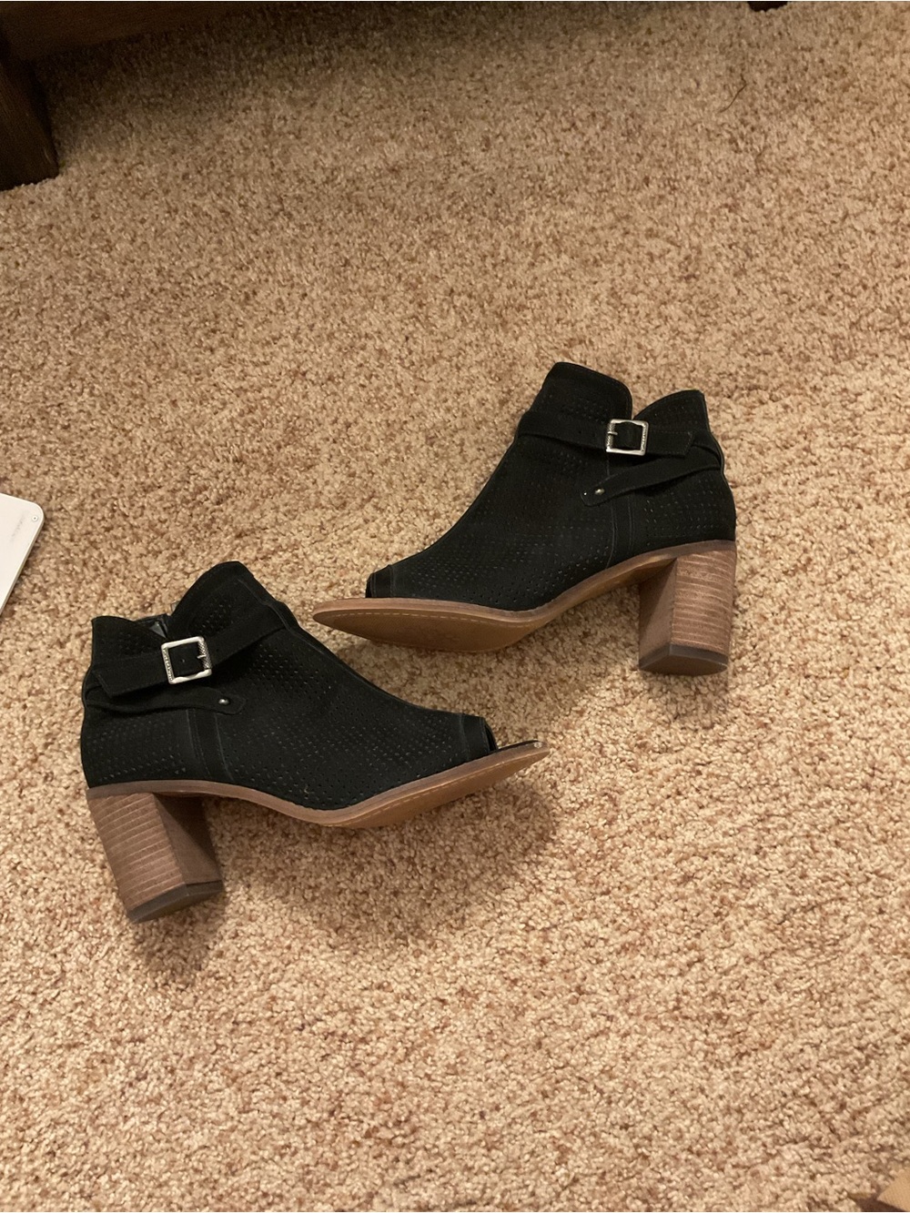 Vince Camuto Black Suede Peep-Toe Ankle Booties